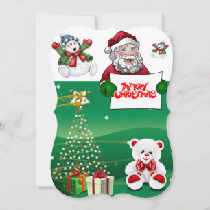 Christmas Flat Greeting Card, Merry Christmas Card