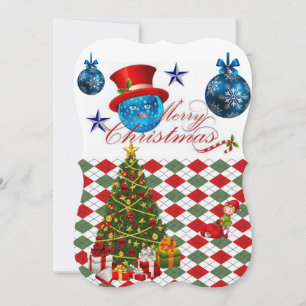 Christmas Flat Greeting Card, Merry Christmas Card
