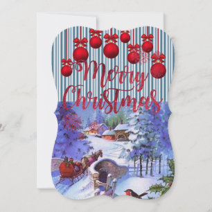 Christmas Flat Greeting Card, Merry Christmas Card