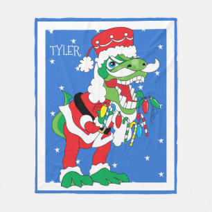 Christmas Fleece Blanket/Medium TySantaSaurus Rex