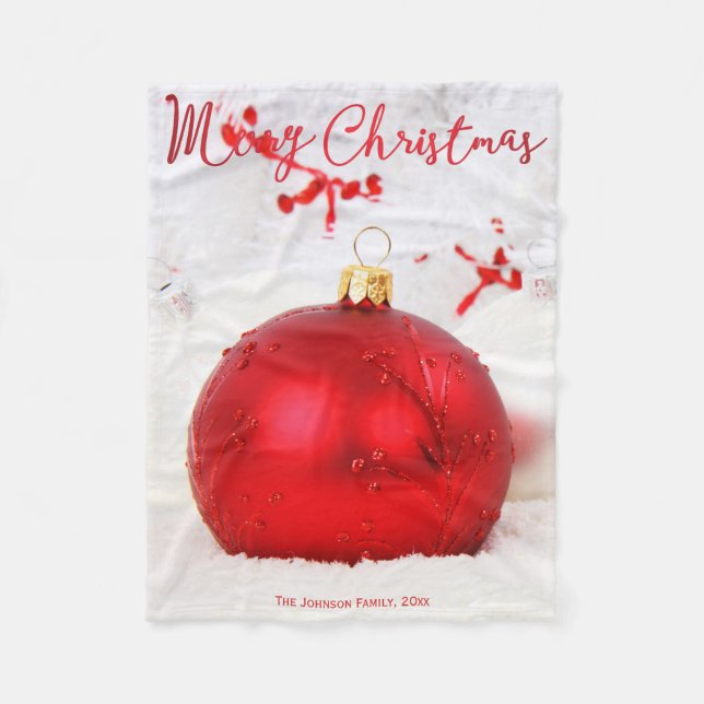 Christmas Fleece Blankets Red Decor Photo (Front)