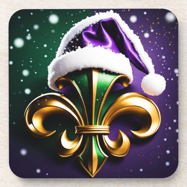 Christmas Fleur De Lis Design Coaster (Front)