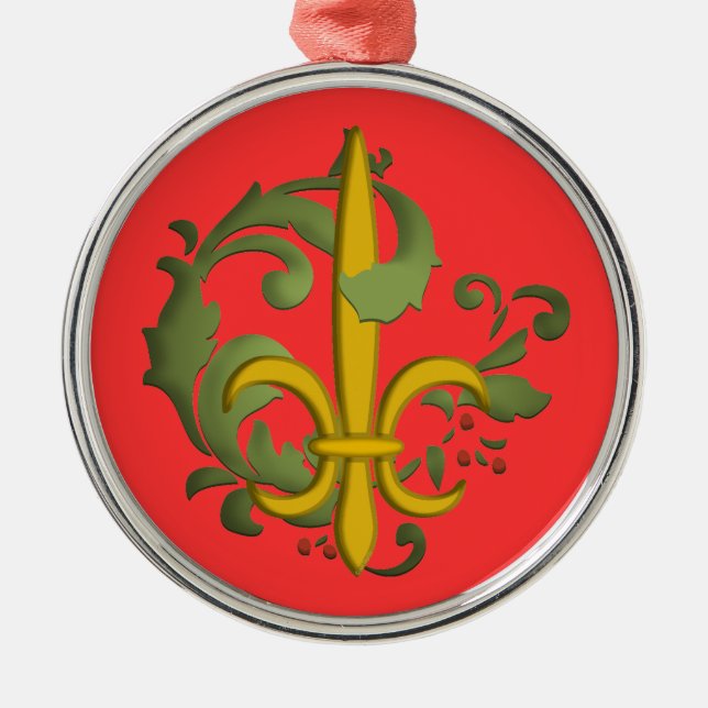 Christmas Fleur de lis Metal Tree Decoration (Front)