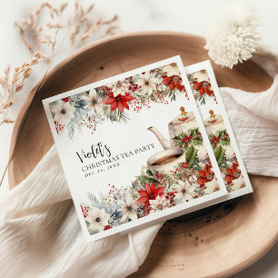 Christmas Floral Afternoon Tea Holiday Party Napkin