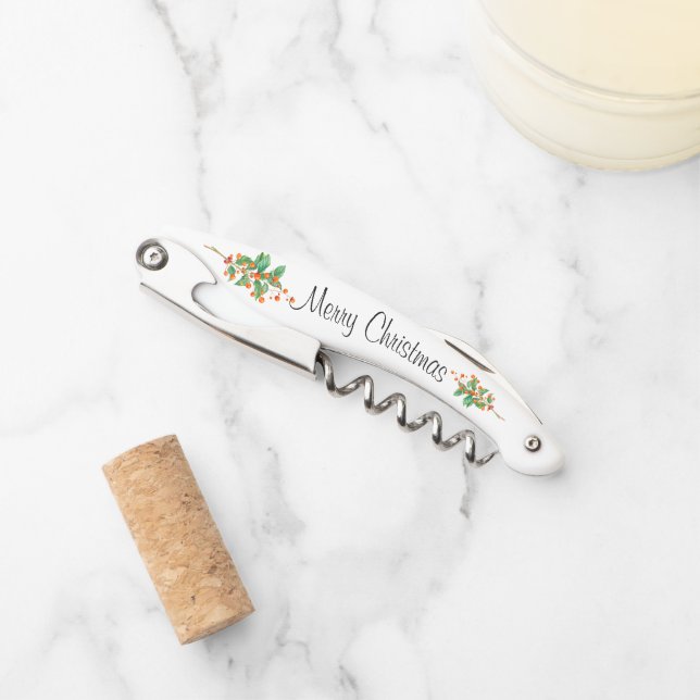 Christmas Floral And Ornaments Corkscrew (Front)
