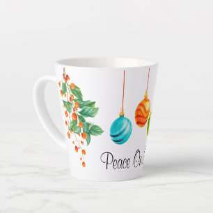 Christmas Floral And Ornaments Latte Mug