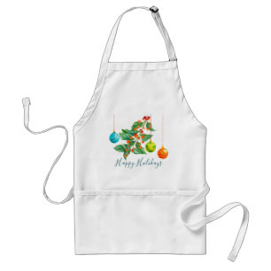 Christmas Floral And Ornaments Standard Apron