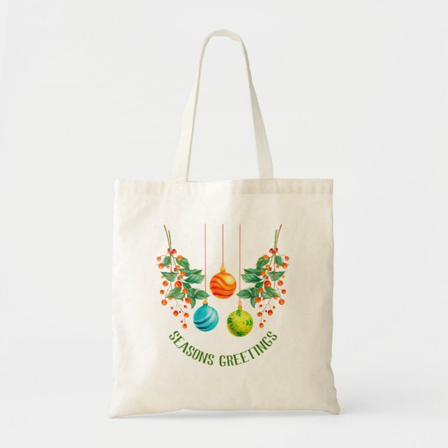 Christmas Floral And Ornaments Tote Bag (Front)