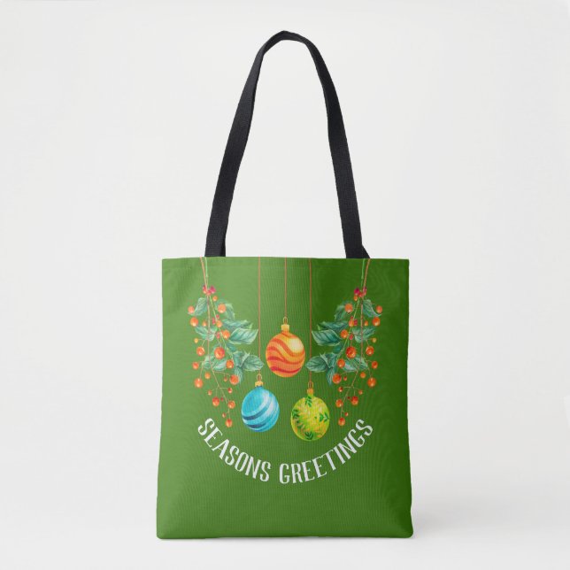 Christmas Floral And Ornaments Tote Bag (Front)
