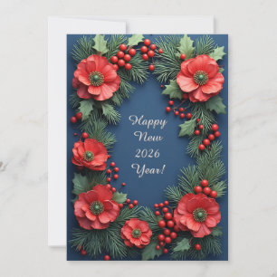 Christmas Floral Arrangement with Poinsettias Card