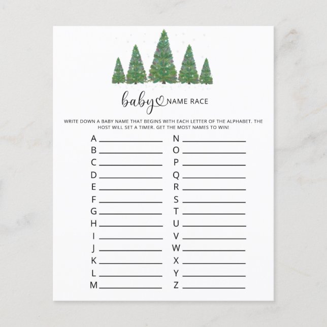 Christmas floral baby name race game (Front)