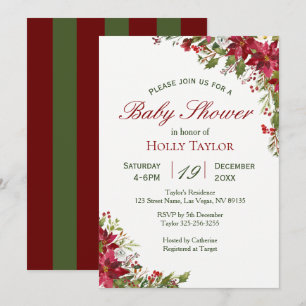 Christmas Floral Baby Shower Invitation