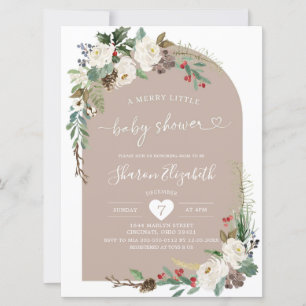 Christmas Floral Boho Arch Baby Shower Invitation