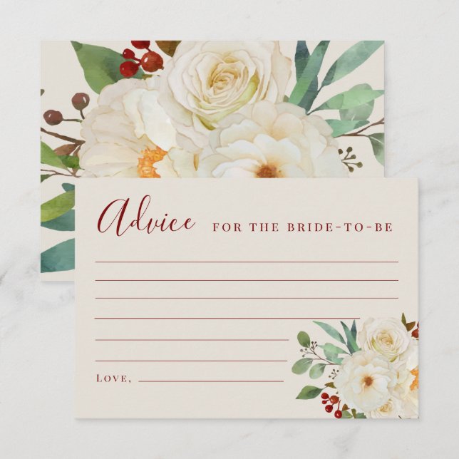 Christmas Floral Bridal Advice Cards (Front/Back)