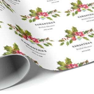 Christmas Floral Bridal Shower Wrapping Paper