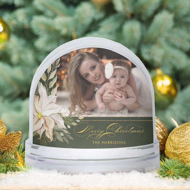 Christmas Floral Calligraphy Photo Snow Globe (Creator Uploaded)
