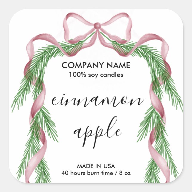 Christmas Floral Candle label product label (Front)