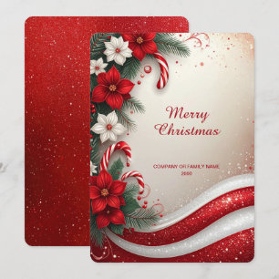 Christmas Floral Candy Canes Holiday Card