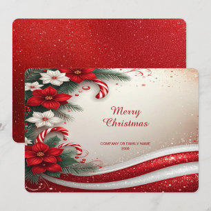 Christmas Floral Candy Canes Holiday Card