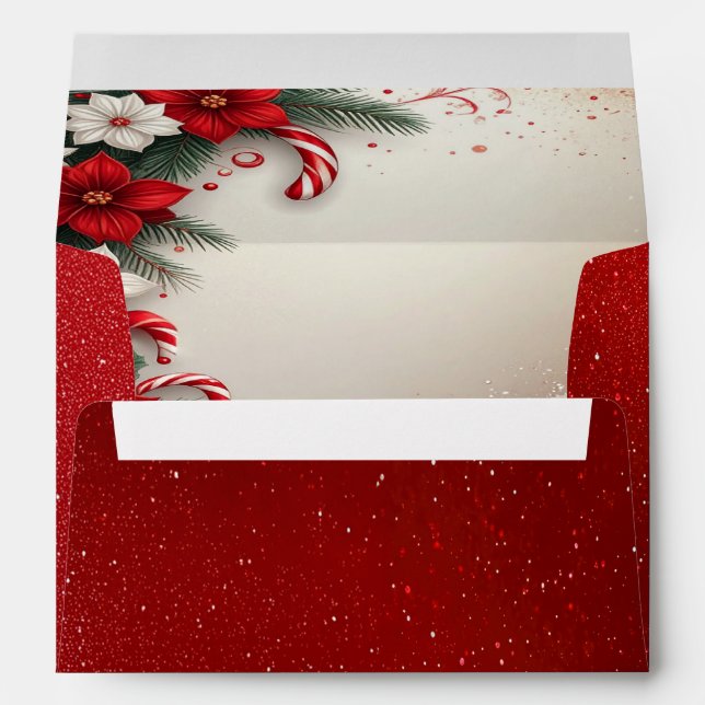 Christmas Floral Candy Canes Holiday Envelope (Back (Bottom))