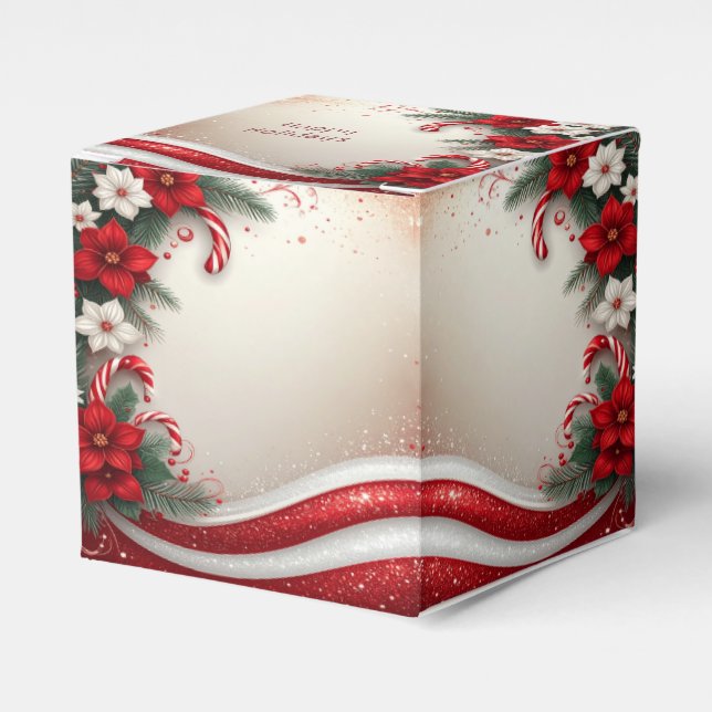 Christmas Floral Candy Canes Holiday Favour Box (Front Side)