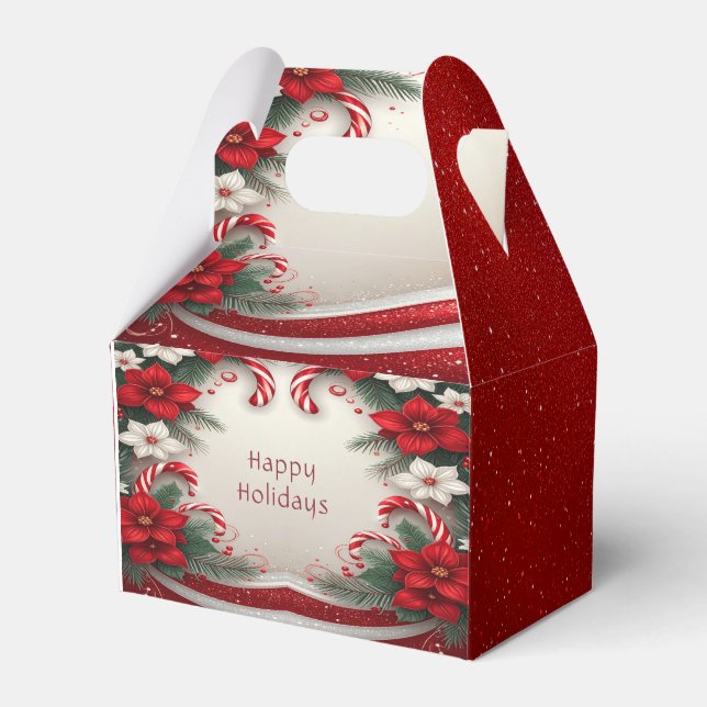 Christmas Floral Candy Canes Holiday Gift Box (Front Side)