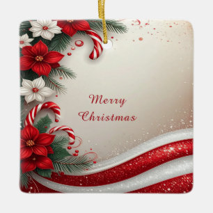 Christmas Floral Candy Canes Holiday Ornament