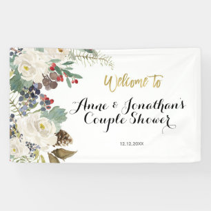 Christmas Floral Couple Shower Banner