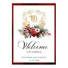 Christmas Floral Crest Monogram Wedding Welcome