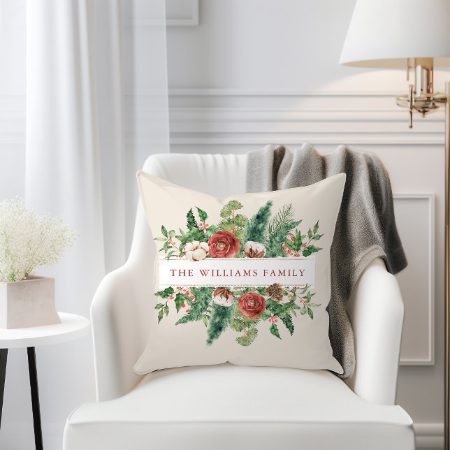 Christmas Floral Cushion (Christmas Floral Throw Pillow
)