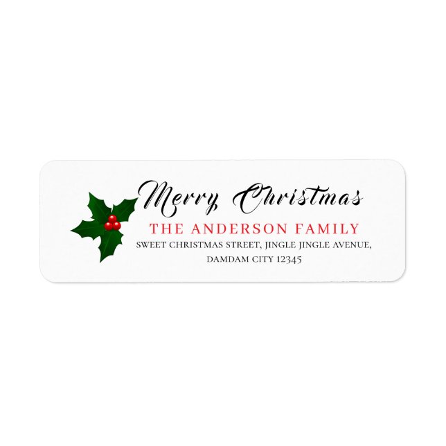 Christmas Floral Elegant Simple Return Address (Front)