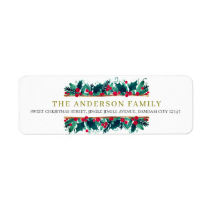 Christmas Floral Elegant Simple Return Address