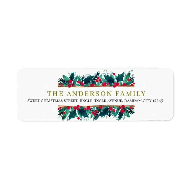 Christmas Floral Elegant Simple Return Address (Front)
