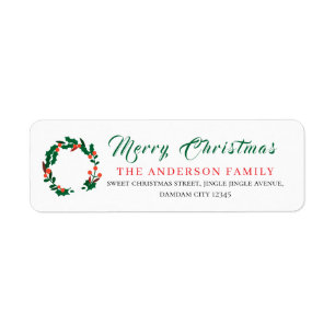 Christmas Floral Elegant Simple Return Address