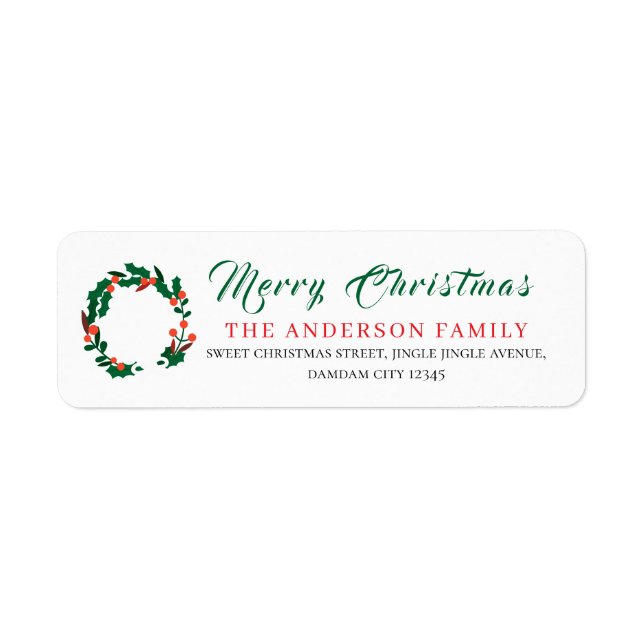 Christmas Floral Elegant Simple Return Address (Front)