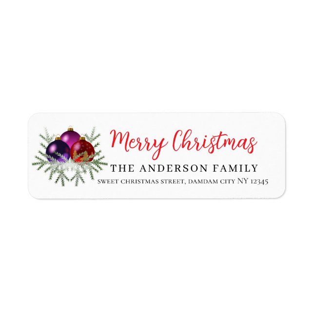 Christmas Floral Elegant Simple Return Address (Front)