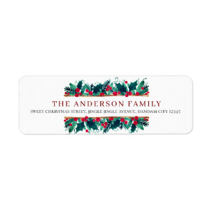 Christmas Floral Elegant Simple Return Address