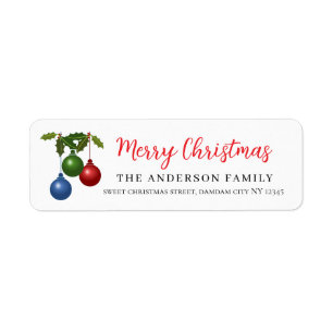 Christmas Floral Elegant Simple Return Address