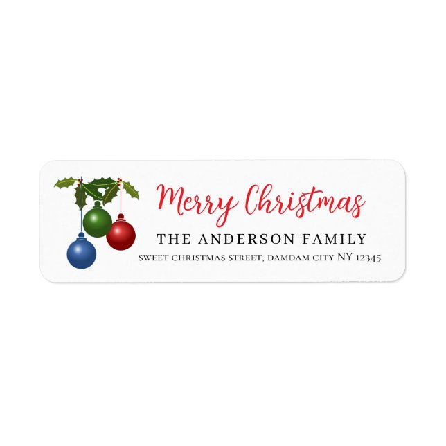 Christmas Floral Elegant Simple Return Address (Front)