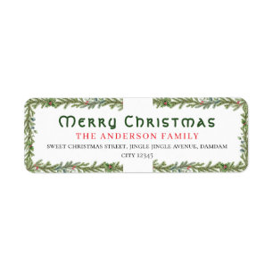 Christmas Floral Elegant Simple Return Address