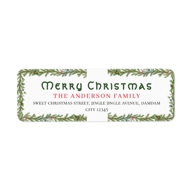 Christmas Floral Elegant Simple Return Address (Front)