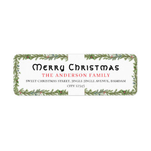 Christmas Floral Elegant Simple Return Address