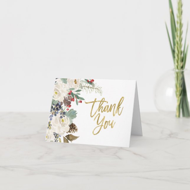 Christmas Floral Folded ThankYou Card (Front)