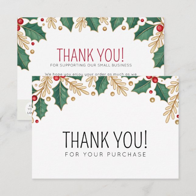 Christmas Floral Foliage Thank You Card (Front/Back)