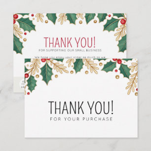 Christmas Floral Foliage Thank You Card