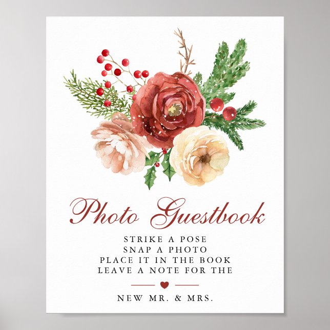 Christmas Floral Foliage Wedding Photo Guestbook  (Creator Uploaded)