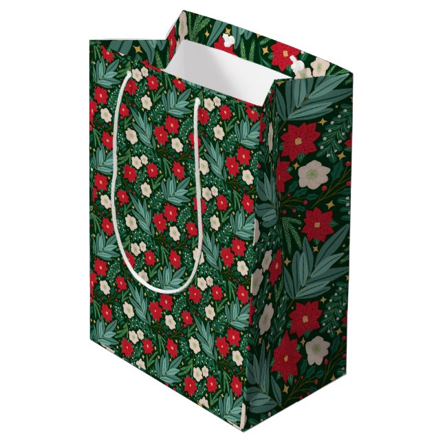 Christmas Floral Gift Bag (Back Angled)