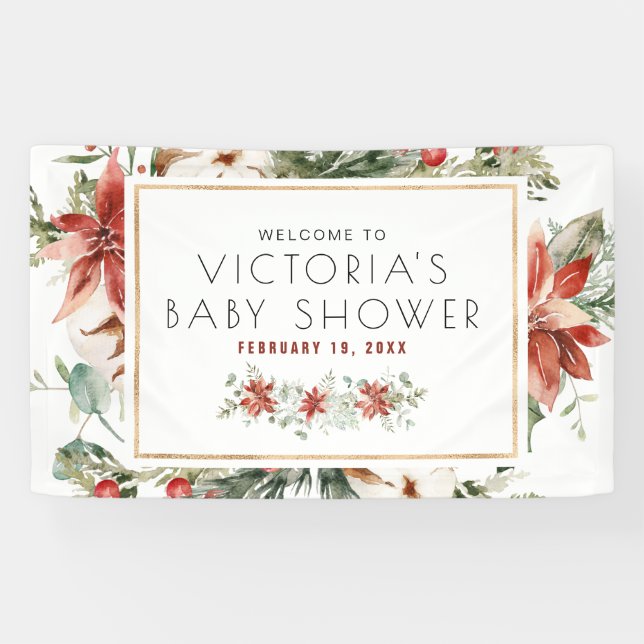 Christmas Floral Greenery | Baby Shower Welcome Banner (Horizontal)