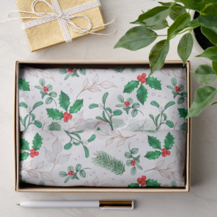 Christmas Floral Greenery Festive Winter Holidays Tissue Paper