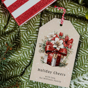 Christmas Floral Holiday Cheers Personalized Gift Tags